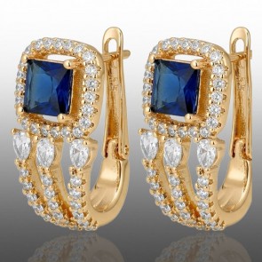 Позолочені сережки  Xuping 24777-синій фіаніт фото | Brulik