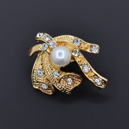 Милая позолоченная брошь с фианитами 404-08  фото | Brulik