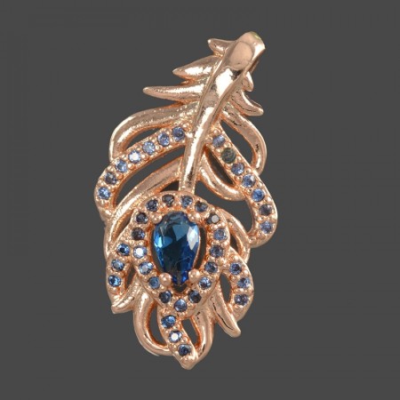 Позолоченный кулон Fallon 86200938-синий фианит фото | Brulik