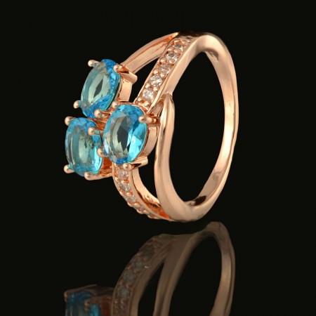 Позолоченное кольцо Fallon 83200673-голубые фианиты фото | Brulik