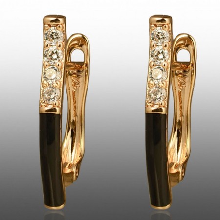 Позолочені сережки  Xuping 24762-чорна емаль фото | Brulik