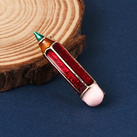 Брошь"Карандаш"-8453-красный фото | Brulik