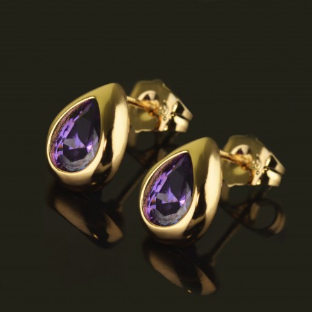 Позолоченные серьги  XP 2411-фиолетовый фото | Brulik