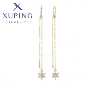 Позолочені сережки  протяжки Xuping 24768 фото | Brulik