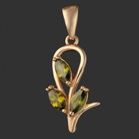 Позолоченный кулон Fallon 8624567-зеленый фото | Brulik