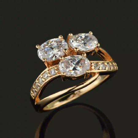 Позолоченное кольцо Fallon 83200673-белые фианиты фото | Brulik