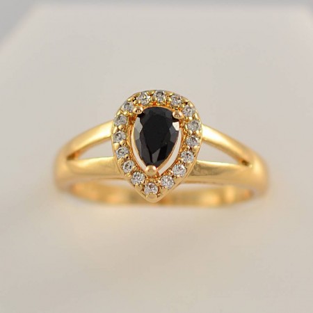 Превосходное элитное кольцо с фианитами 10-1916-черный фото | Brulik