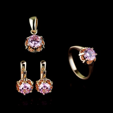 Позолоченный комплект Fallon 81200131-  светло-розовый фото | Brulik