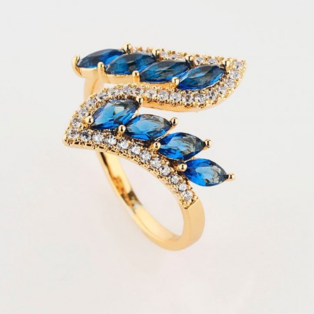 Позолоченное кольцо XP 1622-синий фото | Brulik