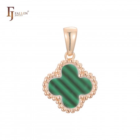 Позолочений кулон у стилі Ван Кліф  Fallon 86201435-зелений фото | Brulik