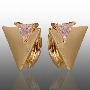Позолочені сережки Xuping 24665-рожевий фіаніт фото | Brulik