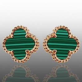 Позолочені сережки гвоздики у стилі Ван Кліф Fallon 82233006-зелений