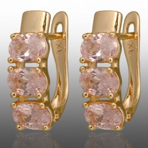 Позолочені сережки Xuping 24688-рожевий фіаніт фото | Brulik