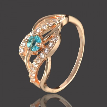 Позолоченное кольцо Fallon 83200399-голубой фото | Brulik