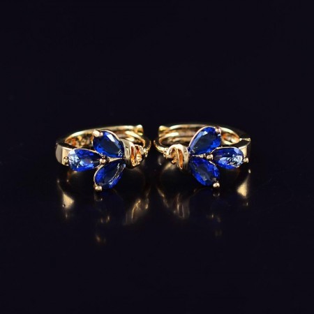 Позолоченные серьги с фианитами 10-9285-синий фото | Brulik