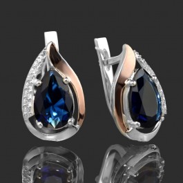 Серебряные серьги с золотыми вставками 19