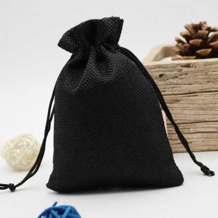 Подарочные мешочки чёрные 7*9 из мешковины  фото | Brulik