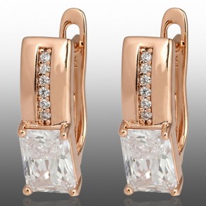 Позолочені сережки Xuping 24336-білі фіаніти фото | Brulik