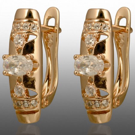 Позолочені сережки  Xuping 24666-білий фіаніт фото | Brulik