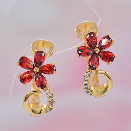 Очаровательные серьги с фианитами оптом 10-2181-красный фото | Brulik