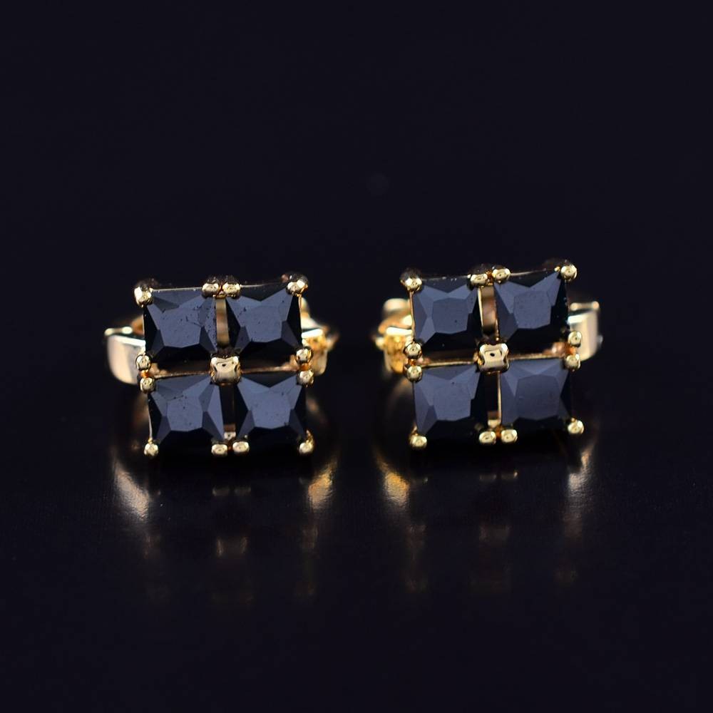 Позолоченные серьги с фианитами ХР 10-9269-черный