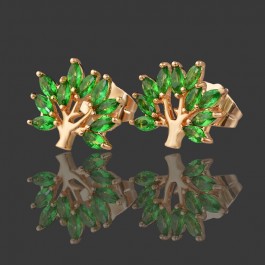 Позолоченные серьги  Xuping  20195-зелёные фианиты