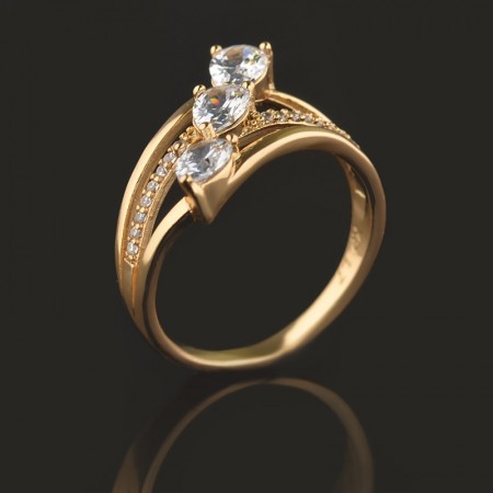 Позолоченное кольцо XP 1944-белый фото | Brulik