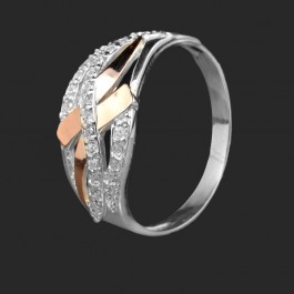 Серебряное кольцо с золотыми вставками 38