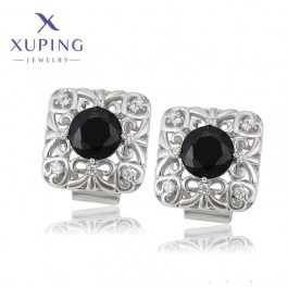 Серьги Xuping 21397-чёрные фианиты