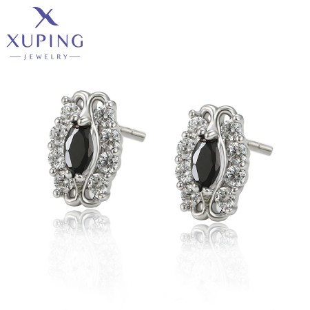Сережки-гвоздики Xuping A00641645-чорні фіаніти фото | Brulik
