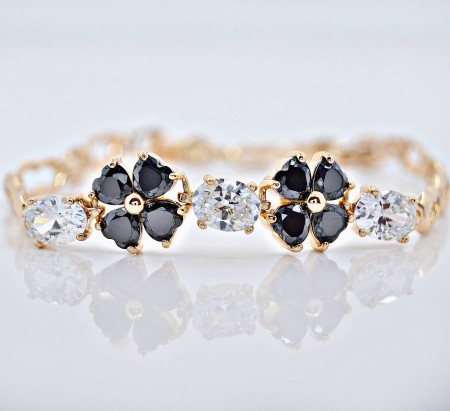 Браслет "Flowers" 72168 - черный фото | Brulik