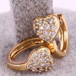 Сверкающие серьги в форме сердец с фианитами ХР 26888