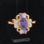 Стильное позолоченное кольцо с фианитами 10-1119-фиолетовый фото | Brulik