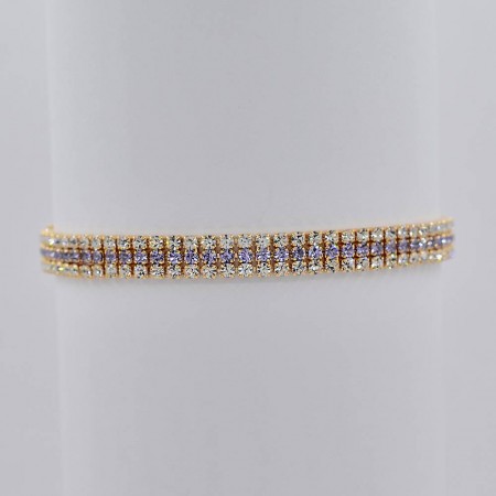 Позолоченный браслет с фианитами Xuping 10-7288- лиловый фото | Brulik