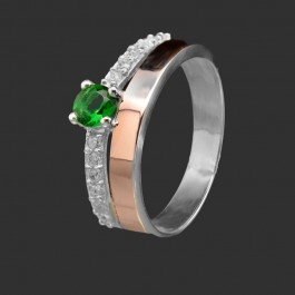 Серебряное кольцо с золотыми вставками 30