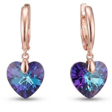 Позолочені  сережки Swarovski Xuping  24931-синій містик топаз фото | Brulik
