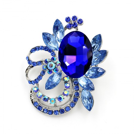Брошь 8257- синие фианиты фото | Brulik