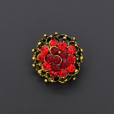 Обворожительная брошь с красными фианитами Xuping QW 942-54 фото | Brulik