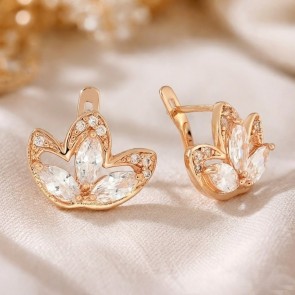 Позолочені сережки  Fallon 82200026-білі фіаніти фото | Brulik