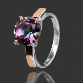 Серебряное кольцо с золотыми вставками  17