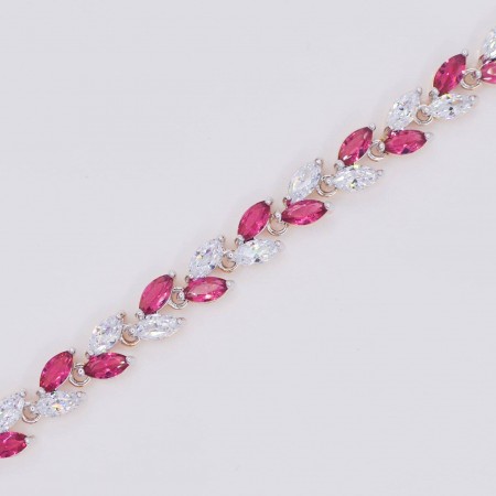 Неповторимый браслет с фианитами оптом 10-7019 - красный корунд фото | Brulik