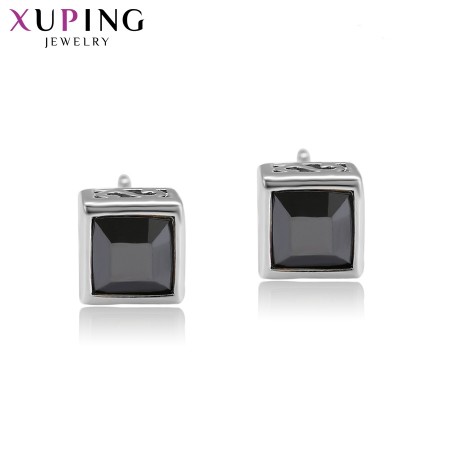 Серьги-гвоздики Xuping 97332-черные фианиты фото | Brulik