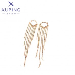 Позолочені сережки з ланцюжками Xuping 23452 фото | Brulik