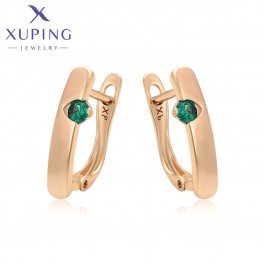Позолочені сережки  Xuping 24080-зелені фіаніти