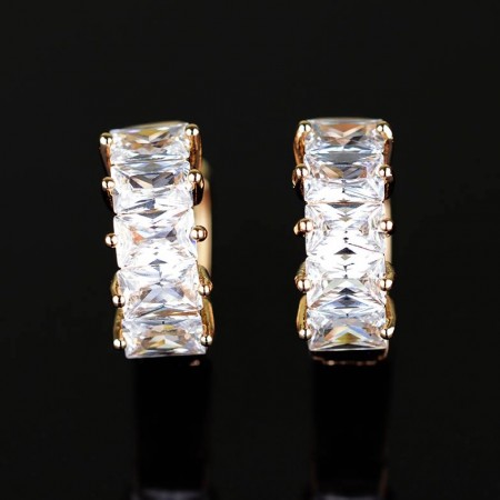 Эффектные серьги-колечки с фианитами ХР 10-2022 - белый фото | Brulik