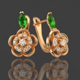 Позолоченные серьги  XP 20193-зеленый
