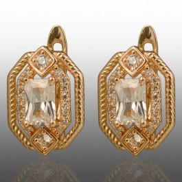 Позолочені сережки Xuping 24703-білий фіаніт