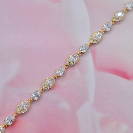 Позолоченный браслет с фианитами Xuping 10-7407 фото | Brulik