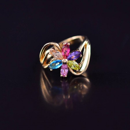 Бесподобное кольцо с фианитами оптом 10-1146-мультиколор фото | Brulik