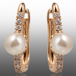Позолочені сережки з перлинами Xuping 24646